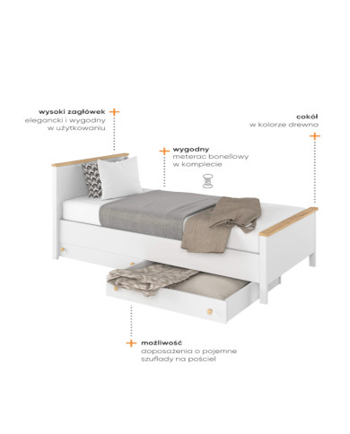 Łóżko Story SO-08, 90x200 cm, stelaż, materac, LENART Łóżko Story SO-08, 90x200 cm, stelaż, materac, LENART