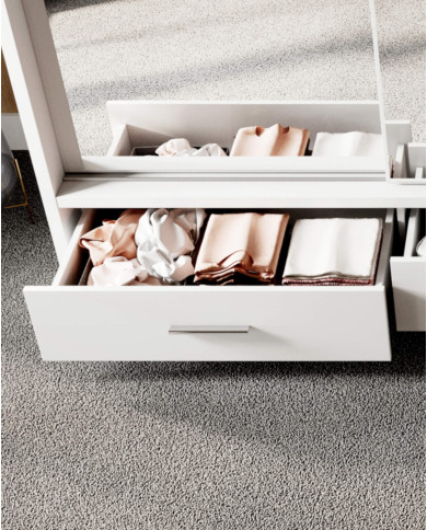 Szafa przesuwna, 250 cm, AR-01P-3L ARTI, 3-drzwiowa, lustra, szuflady, oświetlenie, biała, LENART Szafa przesuwna, 250 cm, AR-01P-3L ARTI, 3-drzwiowa, lustra, szuflady, oświetlenie, biała, LENART