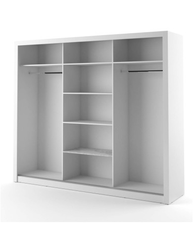 Szafa przesuwna, 250 cm, AR-02 ARTI, 3-drzwiowa, lustra, biała, LENART Szafa przesuwna, 250 cm, AR-02 ARTI, 3-drzwiowa, lustra, biała, LENART