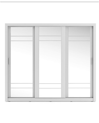 Szafa przesuwna, 250 cm, AR-02 ARTI, 3-drzwiowa, lustra, biała, LENART Szafa przesuwna, 250 cm, AR-02 ARTI, 3-drzwiowa, lustra, biała, LENART