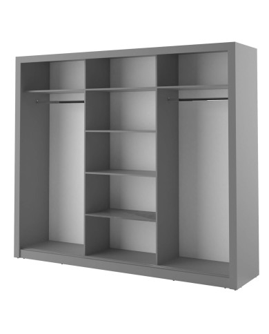 Szafa przesuwna, 250 cm, AR-02 ARTI, 3-drzwiowa, lustra, szara, LENART Szafa przesuwna, 250 cm, AR-02 ARTI, 3-drzwiowa, lustra, szara, LENART