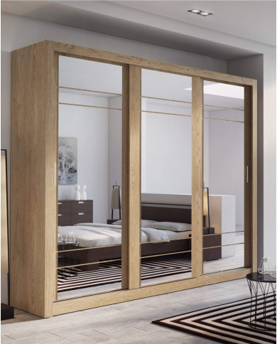 Szafa przesuwna, 250 cm, AR-02 ARTI, 3-drzwiowa, lustra, dąb shetland, LENART Szafa przesuwna, 250 cm, AR-02 ARTI, 3-drzwiowa, lustra, dąb shetland, LENART