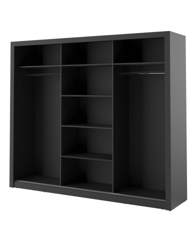 Szafa przesuwna, 250 cm, AR-02 ARTI , 3-drzwiowa, lustra, czarna, LENART Szafa przesuwna, 250 cm, AR-02 ARTI , 3-drzwiowa, lustra, czarna, LENART