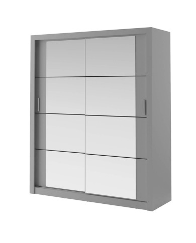Szafa przesuwna, 180 cm, AR-03 ARTI, 2-drzwiowa, lustra, szara, LENART Szafa przesuwna, 180 cm, AR-03 ARTI, 2-drzwiowa, lustra, szara, LENART