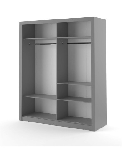 Szafa przesuwna, 180 cm, AR-03 ARTI, 2-drzwiowa, lustra, szara, LENART Szafa przesuwna, 180 cm, AR-03 ARTI, 2-drzwiowa, lustra, szara, LENART