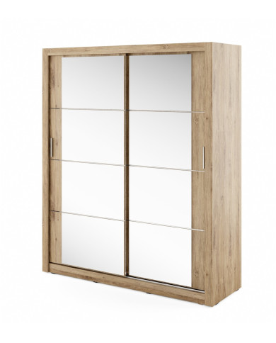 Szafa przesuwna, 180 cm, AR-03 ARTI, 2-drzwiowa, lustra, dąb shetland, LENART Szafa przesuwna, 180 cm, AR-03 ARTI, 2-drzwiowa, lustra, dąb shetland, LENART