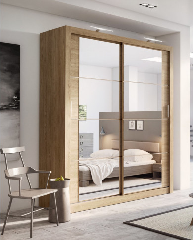 Szafa przesuwna, 180 cm, AR-03 ARTI, 2-drzwiowa, lustra, dąb shetland, LENART Szafa przesuwna, 180 cm, AR-03 ARTI, 2-drzwiowa, lustra, dąb shetland, LENART