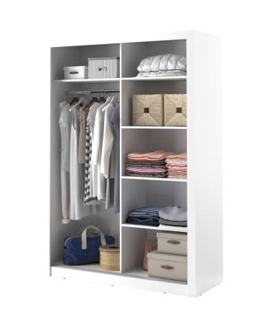 Szafa przesuwna, 150 cm, AR-04 ARTI, 2-drzwiowa, lustro, biała, LENART Szafa przesuwna, 150 cm, AR-04 ARTI, 2-drzwiowa, lustro, biała, LENART