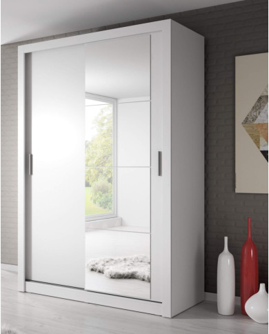 Szafa przesuwna, 150 cm, AR-04 ARTI, 2-drzwiowa, lustro, biała, LENART Szafa przesuwna, 150 cm, AR-04 ARTI, 2-drzwiowa, lustro, biała, LENART