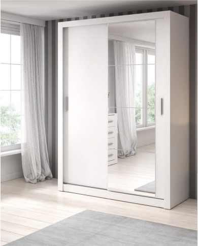 Szafa przesuwna, 150 cm, AR-04 ARTI, 2-drzwiowa, lustro, biała, LENART Szafa przesuwna, 150 cm, AR-04 ARTI, 2-drzwiowa, lustro, biała, LENART