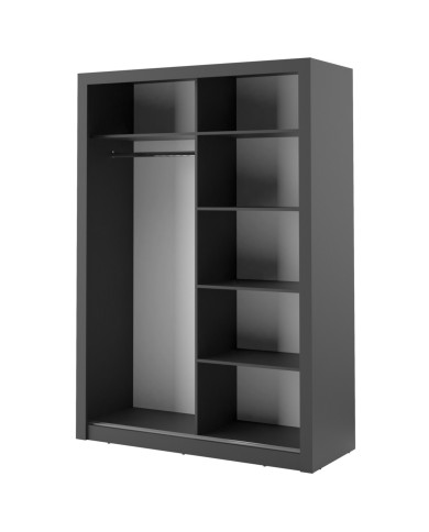 Szafa przesuwna, 150 cm, AR-04 ARTI, 2-drzwiowa, lustro, czarna, LENART Szafa przesuwna, 150 cm, AR-04 ARTI, 2-drzwiowa, lustro, czarna, LENART