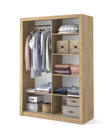 Szafa przesuwna, 150 cm, AR-04 ARTI, 2-drzwiowa, lustro, dąb shetland, LENART Szafa przesuwna, 150 cm, AR-04 ARTI, 2-drzwiowa, lustro, dąb shetland, LENART