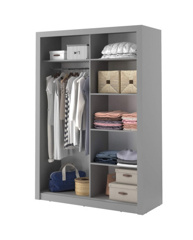 Szafa przesuwna, 150 cm, AR-04 ARTI, 2-drzwiowa, lustro, szara, LENART Szafa przesuwna, 150 cm, AR-04 ARTI, 2-drzwiowa, lustro, szara, LENART