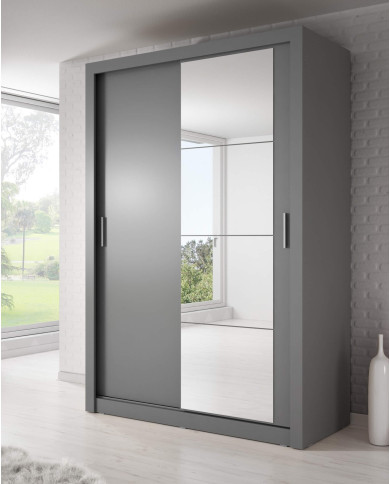 Szafa przesuwna, 150 cm, AR-04 ARTI, 2-drzwiowa, lustro, szara, LENART Szafa przesuwna, 150 cm, AR-04 ARTI, 2-drzwiowa, lustro, szara, LENART