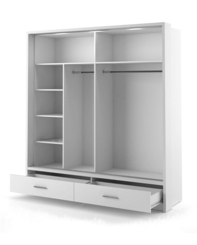 Szafa przesuwna, 200 cm, AR-05P ARTI, 2-drzwiowa, lustro, oświetlenie, biała, LENART Szafa przesuwna, 200 cm, AR-05P ARTI, 2-drzwiowa, lustro, oświetlenie, biała, LENART