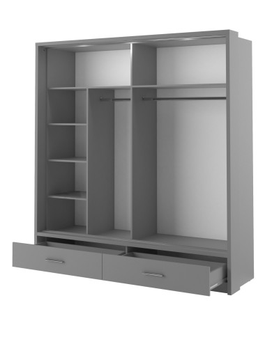 Szafa przesuwna, 200cm, AR-05P ARTI, 2-drzwiowa, lustro, oświetlenie, szara, LENART Szafa przesuwna, 200cm, AR-05P ARTI, 2-drzwiowa, lustro, oświetlenie, szara, LENART