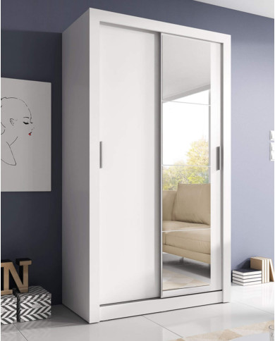 Szafa przesuwna 120 cm, AR-06 ARTI,  2-drzwiowa, lustro, biała, LENART Szafa przesuwna 120 cm, AR-06 ARTI,  2-drzwiowa, lustro, biała, LENART