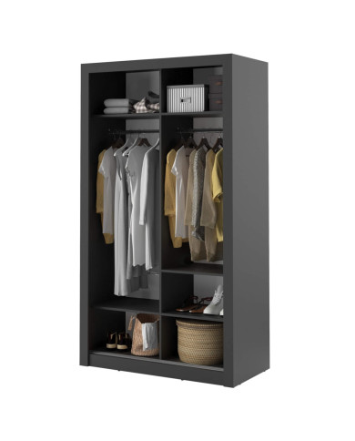 Szafa przesuwna 120 cm, AR-06 ARTI,  2-drzwiowa, lustro, czarny, LENART Szafa przesuwna 120 cm, AR-06 ARTI,  2-drzwiowa, lustro, czarny, LENART