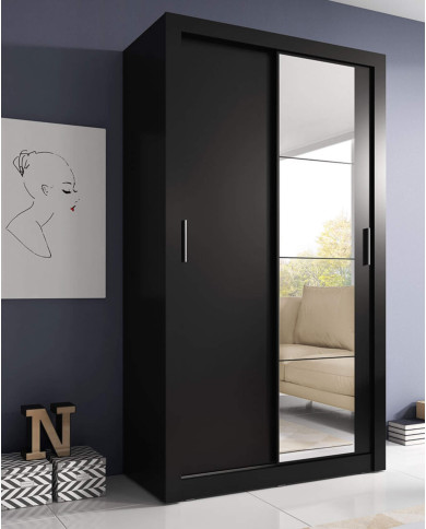 Szafa przesuwna 120 cm, AR-06 ARTI,  2-drzwiowa, lustro, czarny, LENART Szafa przesuwna 120 cm, AR-06 ARTI,  2-drzwiowa, lustro, czarny, LENART