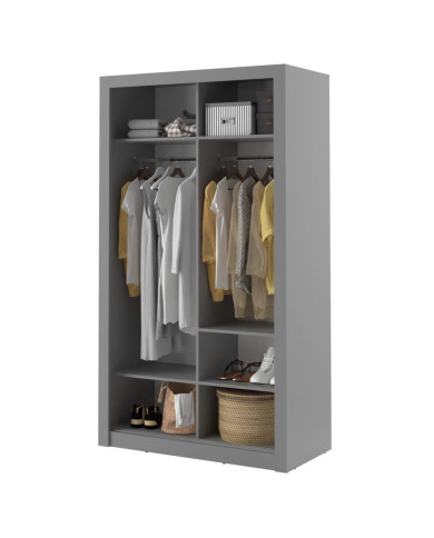 Szafa przesuwna 120 cm, AR-06 ARTI,  2-drzwiowa, lustro, szara, LENART Szafa przesuwna 120 cm, AR-06 ARTI,  2-drzwiowa, lustro, szara, LENART