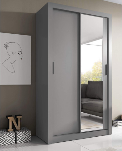 Szafa przesuwna 120 cm, AR-06 ARTI,  2-drzwiowa, lustro, szara, LENART Szafa przesuwna 120 cm, AR-06 ARTI,  2-drzwiowa, lustro, szara, LENART