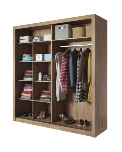 Szafa przesuwna 203 cm, AR-08 ARTI,  2-drzwiowa, lustro, dąb shetland, LENART Szafa przesuwna 203 cm, AR-08 ARTI,  2-drzwiowa, lustro, dąb shetland, LENART