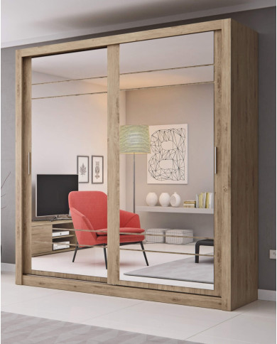 Szafa przesuwna 203 cm, AR-08 ARTI,  2-drzwiowa, lustro, dąb shetland, LENART Szafa przesuwna 203 cm, AR-08 ARTI,  2-drzwiowa, lustro, dąb shetland, LENART