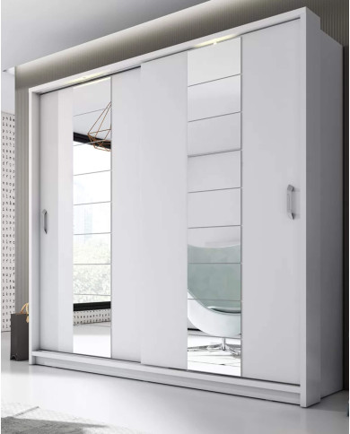 Szafa przesuwna 220 cm, AR-14P ARTI,  2-drzwiowa, lustra, oświetlenie, biała, LENART Szafa przesuwna 220 cm, AR-14P ARTI,  2-drzwiowa, lustra, oświetlenie, biała, LENART