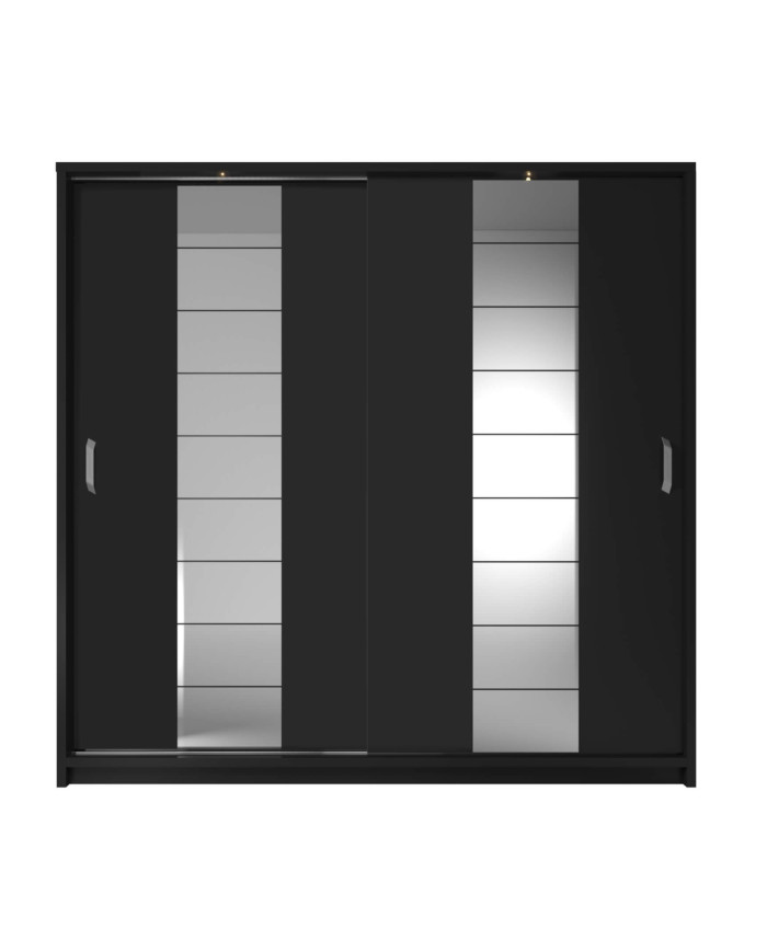 Szafa przesuwna 220 cm, AR-14P ARTI,  2-drzwiowa, lustra, oświetlenie, czarna, LENART