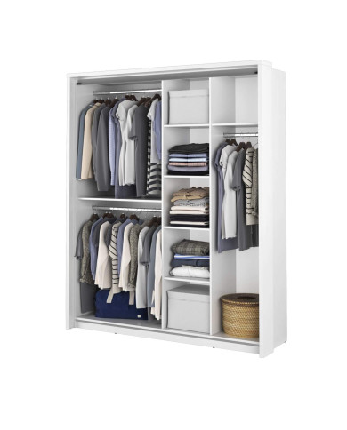 Szafa przesuwna, 180 cm, AR-17 ARTI,  2-drzwiowa, lustra, biała, LENART Szafa przesuwna, 180 cm, AR-17 ARTI,  2-drzwiowa, lustra, biała, LENART