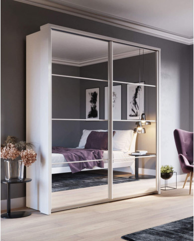 Szafa przesuwna, 180 cm, AR-17 ARTI,  2-drzwiowa, lustra, biała, LENART Szafa przesuwna, 180 cm, AR-17 ARTI,  2-drzwiowa, lustra, biała, LENART