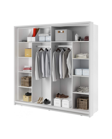 Szafa przesuwna 220 cm, AR-14P ARTI,  2-drzwiowa, lustra, oświetlenie, biała, LENART Szafa przesuwna 220 cm, AR-14P ARTI,  2-drzwiowa, lustra, oświetlenie, biała, LENART