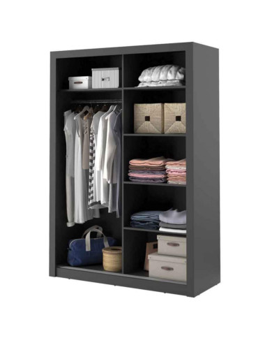 Szafa przesuwna, 150 cm, AR-04 ARTI, 2-drzwiowa, lustro, czarna, LENART Szafa przesuwna, 150 cm, AR-04 ARTI, 2-drzwiowa, lustro, czarna, LENART