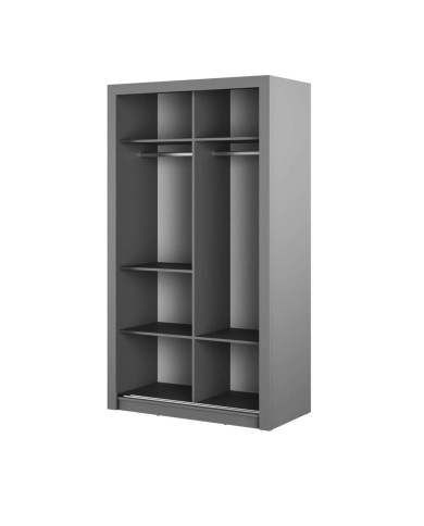 Szafa przesuwna, 120 cm, AR-19 ARTI,  2-drzwiowa, lustra, szara, LENART Szafa przesuwna, 120 cm, AR-19 ARTI,  2-drzwiowa, lustra, szara, LENART