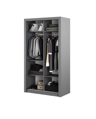 Szafa przesuwna, 120 cm, AR-19 ARTI,  2-drzwiowa, lustra, szara, LENART Szafa przesuwna, 120 cm, AR-19 ARTI,  2-drzwiowa, lustra, szara, LENART