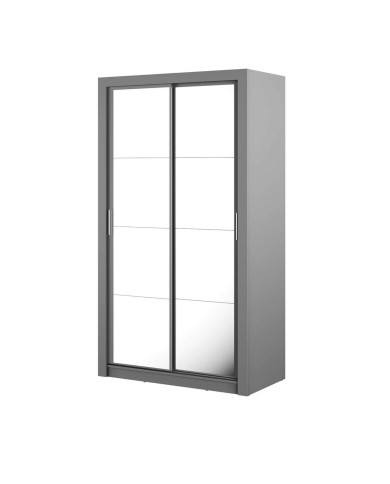 Szafa przesuwna, 120 cm, AR-19 ARTI,  2-drzwiowa, lustra, szara, LENART Szafa przesuwna, 120 cm, AR-19 ARTI,  2-drzwiowa, lustra, szara, LENART