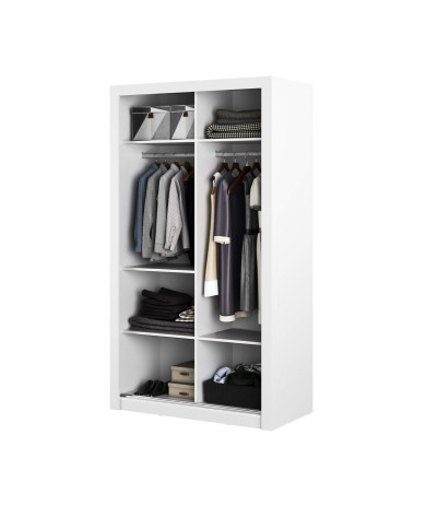 Szafa przesuwna, 120 cm, AR-19 ARTI,  2-drzwiowa, lustra, biała, LENART Szafa przesuwna, 120 cm, AR-19 ARTI,  2-drzwiowa, lustra, biała, LENART