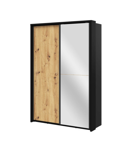 Szafa przesuwna, 160 cm, AR-21 ARTI,  2-drzwiowa, lustro, dąb artisan/ czarny, LENART Szafa przesuwna, 160 cm, AR-21 ARTI,  2-drzwiowa, lustro, dąb artisan/ czarny, LENART