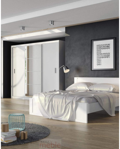 Szafa przesuwna, 250 cm, ID-01 Idea, 3-drzwiowa, lustro, biała, LENART Szafa przesuwna, 250 cm, ID-01 Idea, 3-drzwiowa, lustro, biała, LENART