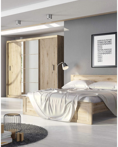 Szafa przesuwna, 250 cm, ID-01 Idea, 3-drzwiowa, lustro, dąb sanremo jasny, LENART Szafa przesuwna, 250 cm, ID-01 Idea, 3-drzwiowa, lustro, dąb sanremo jasny, LENART