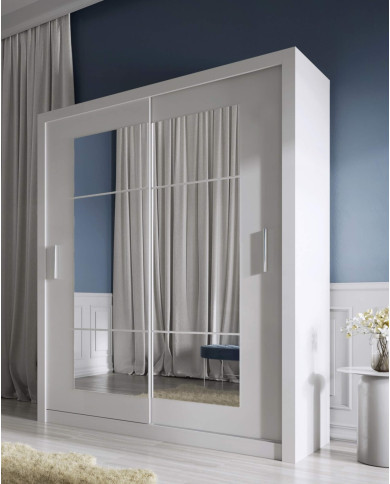 Szafa przesuwna, 180 cm, ID-02 Idea, 2-drzwiowa, lustra, biała, LENART Szafa przesuwna, 180 cm, ID-02 Idea, 2-drzwiowa, lustra, biała, LENART