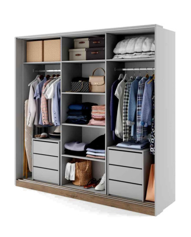 Szafa przesuwna, 250 cm, ID-01 Idea, 3-drzwiowa, lustro, szara, LENART Szafa przesuwna, 250 cm, ID-01 Idea, 3-drzwiowa, lustro, szara, LENART