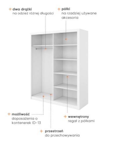 Szafa przesuwna, 180 cm, ID-03 Idea, 2-drzwiowa, lustra, dąb sanremo jasny, LENART Szafa przesuwna, 180 cm, ID-03 Idea, 2-drzwiowa, lustra, dąb sanremo jasny, LENART