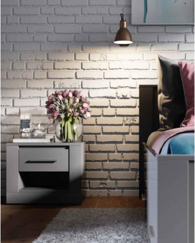 Stolik nocny Idea ID-07, szuflada, wnęka, szary, LENART