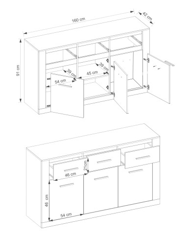 Komoda Idea ID-09, szuflady, drzwi, dąb sanremo jasny, LENART