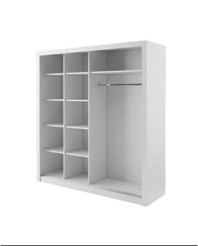 Szafa przesuwna, 203 cm, ID-12 Idea, 2-drzwiowa, lustro, biała, LENART Szafa przesuwna, 203 cm, ID-12 Idea, 2-drzwiowa, lustro, biała, LENART