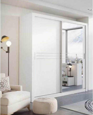 Szafa przesuwna, 203 cm, ID-12 Idea, 2-drzwiowa, lustro, biała, LENART Szafa przesuwna, 203 cm, ID-12 Idea, 2-drzwiowa, lustro, biała, LENART