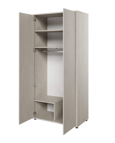 Szafa młodzieżowa TF-01 Teen Flex , 101 cm, 2-drzwiowa, silk flou/ hikora naturalna/ raw steel, LENART Szafa młodzieżowa TF-01 Teen Flex , 101 cm, 2-drzwiowa, silk flou/ hikora naturalna/ raw steel, LENART