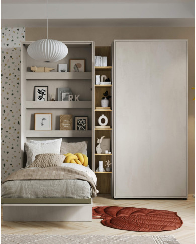 Szafa młodzieżowa TF-01 Teen Flex , 101 cm, 2-drzwiowa, silk flou/ hikora naturalna/ raw steel, LENART Szafa młodzieżowa TF-01 Teen Flex , 101 cm, 2-drzwiowa, silk flou/ hikora naturalna/ raw steel, LENART