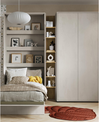 Regał 27 TF-03 Teen Flex , z wnękami, silk flou/ hikora naturalna/ raw steel, LENART